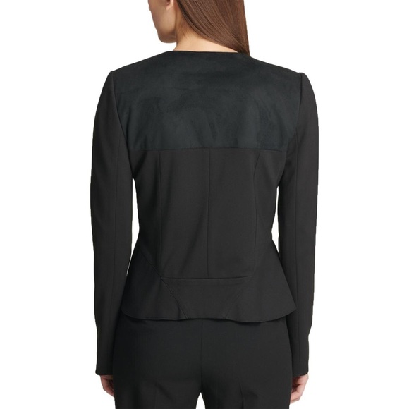 ❌SOLD❌DKNY FAUX-SUEDE COLLARLESS PEPLUM JACKET - Picture 2 of 3